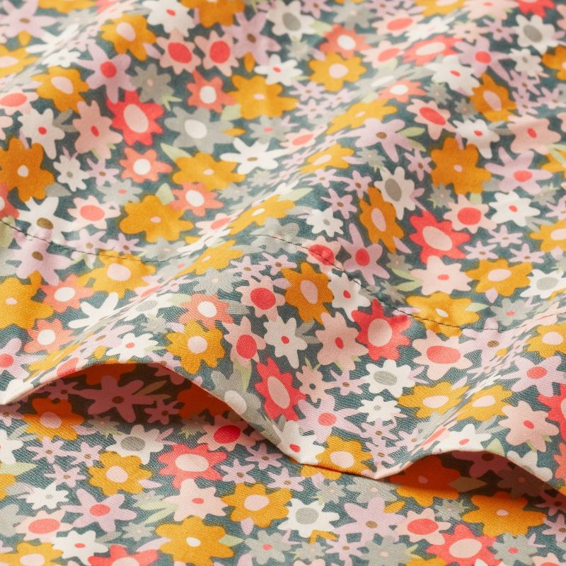 slide 3 of 4, Full Microfiber Kids' Sheet Set Green Floral - Pillowfort™: Full Size Bedding, OEKO-TEX Certified, 4 Pieces, 4 ct