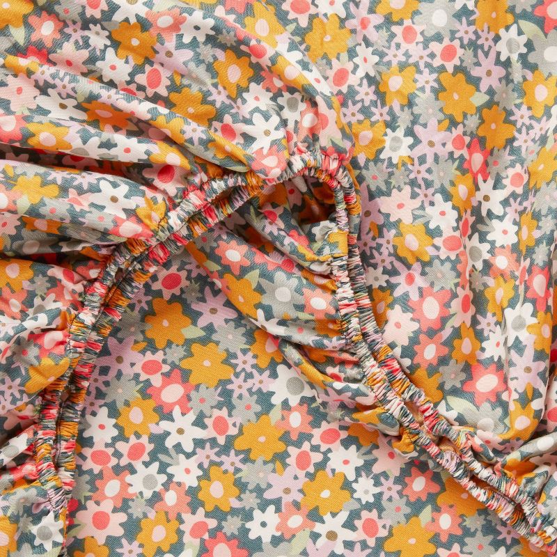 slide 4 of 4, Full Microfiber Kids' Sheet Set Green Floral - Pillowfort™: Full Size Bedding, OEKO-TEX Certified, 4 Pieces, 4 ct