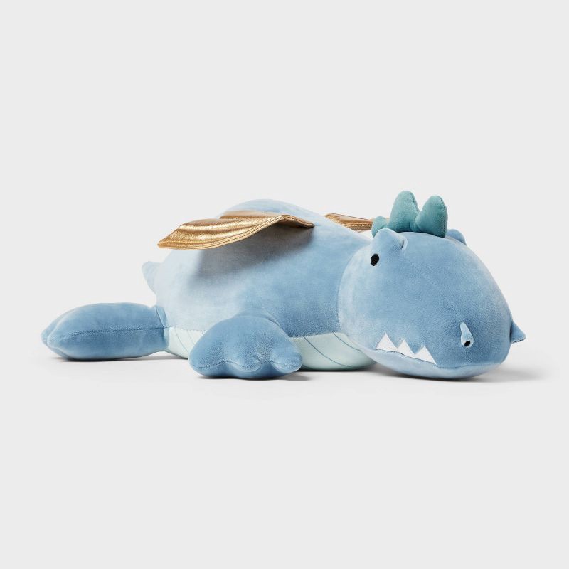 slide 1 of 4, Dragon Weighted Plush Kids' Throw Pillow Blue - Pillowfort™, 1 ct
