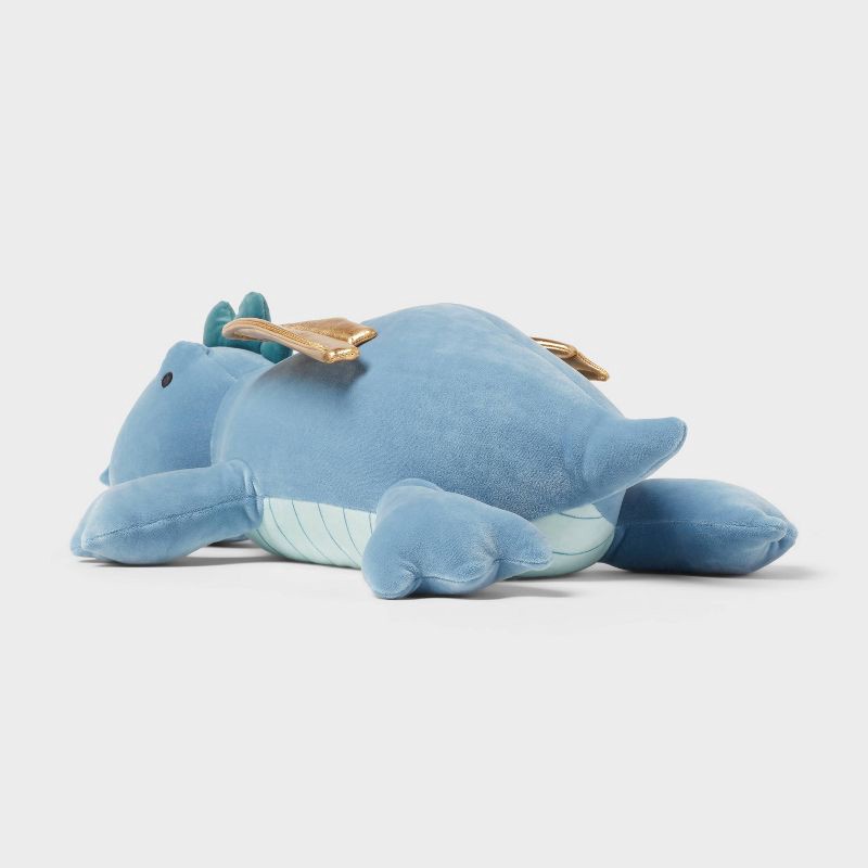 slide 3 of 4, Dragon Weighted Plush Kids' Throw Pillow Blue - Pillowfort™, 1 ct