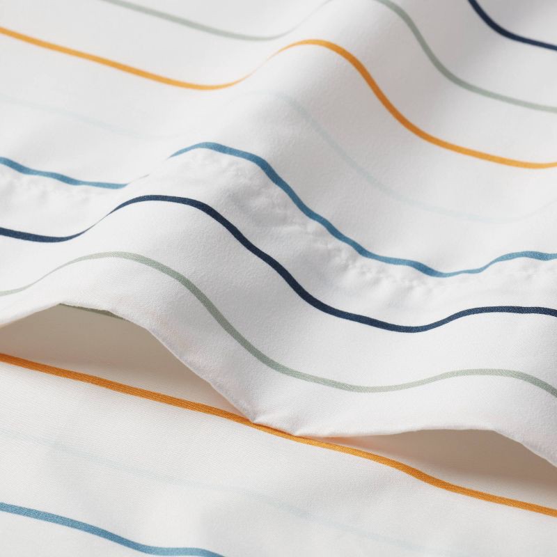 slide 3 of 4, Full Microfiber Kids' Sheet Set Blue Striped - Pillowfort™: Full Size Bedding, OEKO-TEX Certified, 4 Pieces, 4 ct