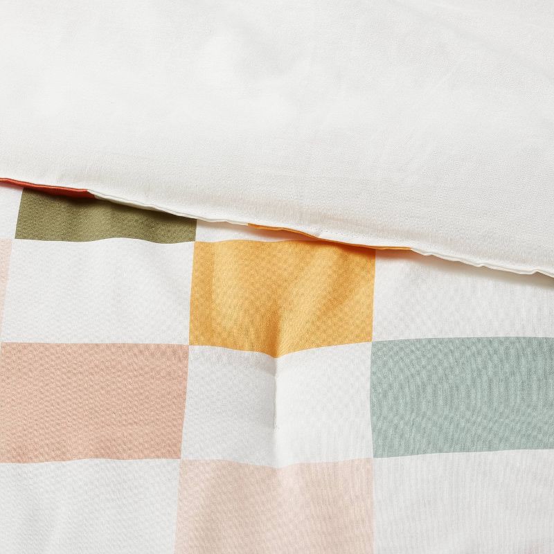 slide 3 of 5, Full/Queen Kids' Comforter Set Checkered - Pillowfort™: Cotton Percale, Multicolored, OEKO-TEX Certified, 3-Piece Set, 1 ct