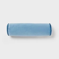 Round Bolster Kids' Pillow Blue - Pillowfort™: Velvet Cylinder Throw Pillow, OEKO-TEX Certified, Indoor Use