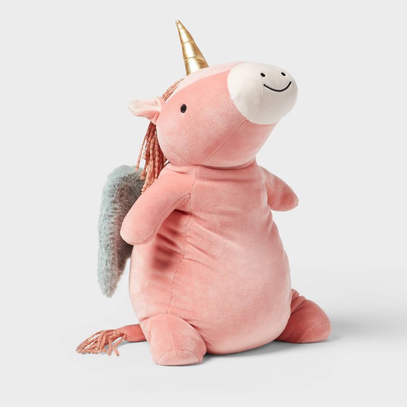 slide 4 of 4, Pegasus Weighted Plush Kids' Throw Pillow Pink - Pillowfort™, 1 ct