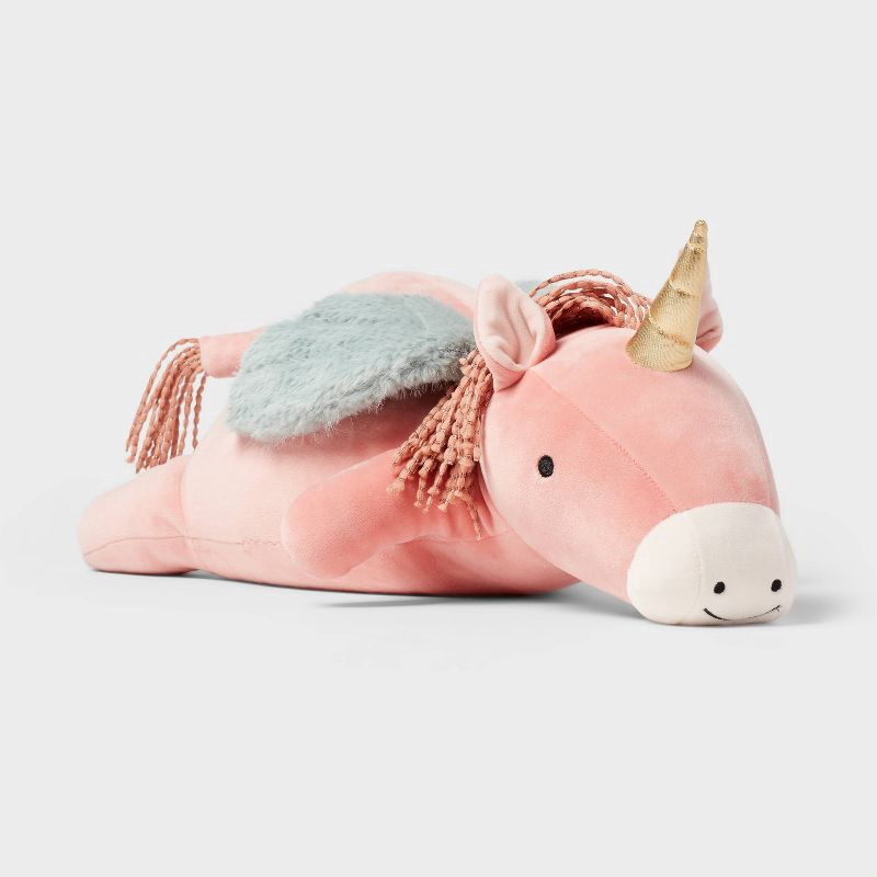 slide 1 of 4, Pegasus Weighted Plush Kids' Throw Pillow Pink - Pillowfort™, 1 ct