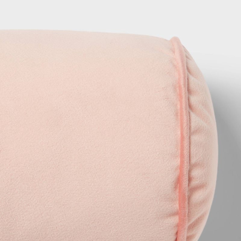 slide 4 of 4, Round Bolster Kids' Pillow Pink - Pillowfort™: Velvet Cylinder Throw Pillow, OEKO-TEX Certified, Indoor Use, 1 ct