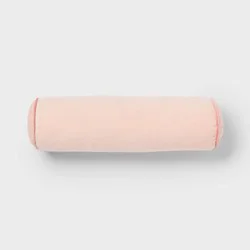 Round Bolster Kids' Pillow Pink - Pillowfort™: Velvet Cylinder Throw Pillow, OEKO-TEX Certified, Indoor Use