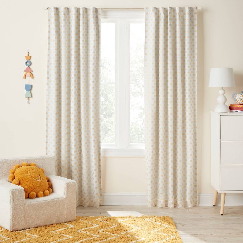 slide 2 of 5, 42"W x 84"L Clipped Dotted Kids' Blackout Window Curtain Panel Metallic Gold - Pillowfort™, 1 ct