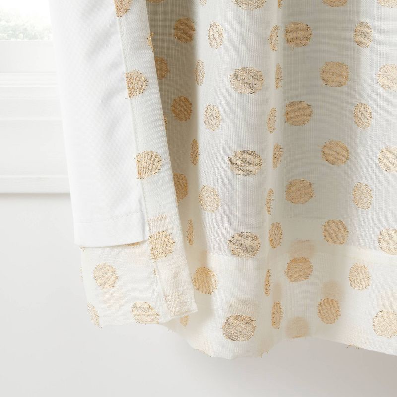 slide 4 of 5, 42"W x 84"L Clipped Dotted Kids' Blackout Window Curtain Panel Metallic Gold - Pillowfort™, 1 ct