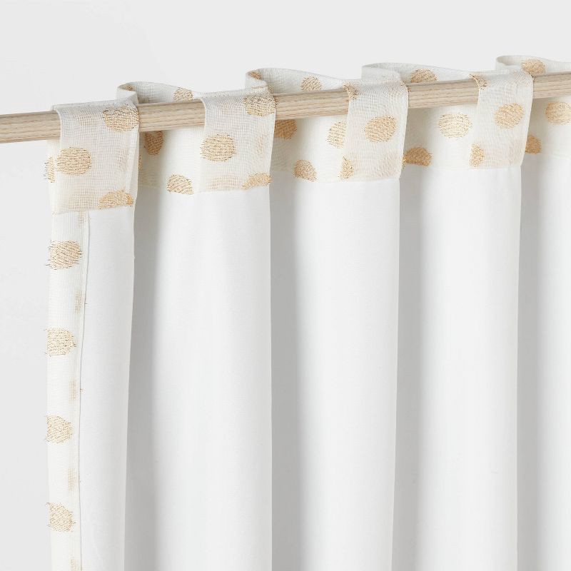 slide 5 of 5, 42"W x 84"L Clipped Dotted Kids' Blackout Window Curtain Panel Metallic Gold - Pillowfort™, 1 ct