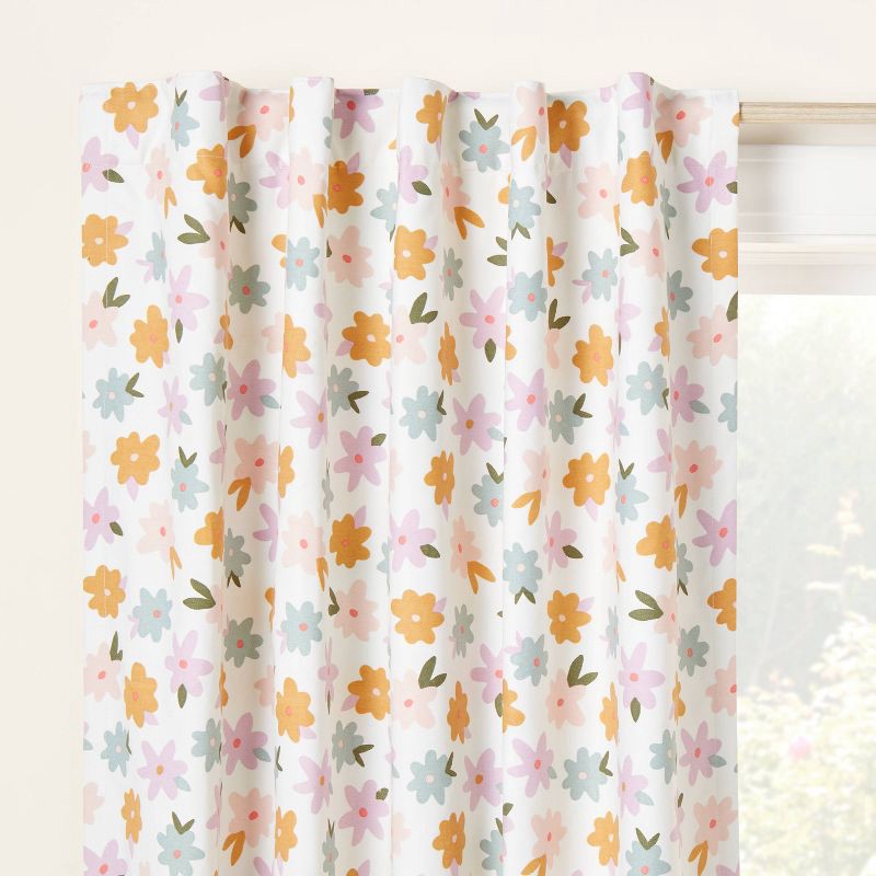 slide 1 of 5, 42"W x 84"L All Over Kids' Blackout Window Curtain Panel Floral Print - Pillowfort™, 1 ct
