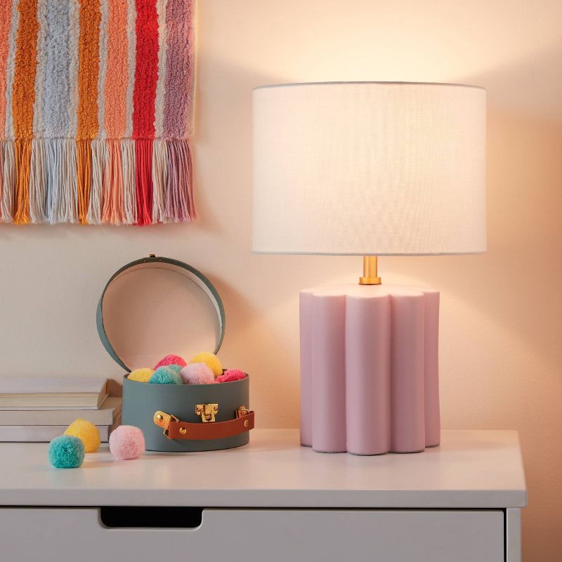slide 3 of 4, Fluted Kids' Table Lamp Purple - Pillowfort™, 1 ct