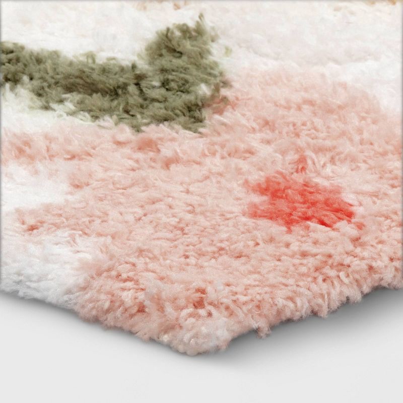 slide 4 of 5, 4'x6' Floral Kids' Rug - Pillowfort™: Multicolored, Skid-Resistant, High Pile, Tufted, Botanical Pattern, Indoor Use, 1 ct