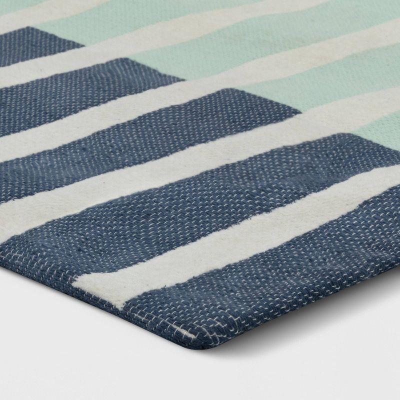 slide 3 of 4, 4'x5'6" Broken Checkered Kids' Rug Green/Blue - Pillowfort™: Multicolored Flatweave, OEKO-TEX Certified, 1 ct