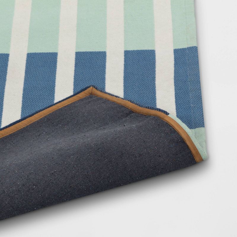 slide 4 of 4, 4'x5'6" Broken Checkered Kids' Rug Green/Blue - Pillowfort™: Multicolored Flatweave, OEKO-TEX Certified, 1 ct