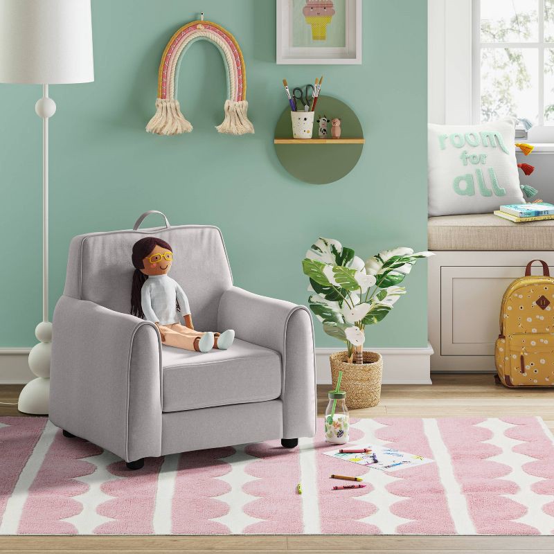 slide 2 of 4, 4'x5'6" Scallop Kids' Rug Purple - Pillowfort™: Cotton, Machine Washable, Medium Pile, Kids Bedroom Decor, 1 ct