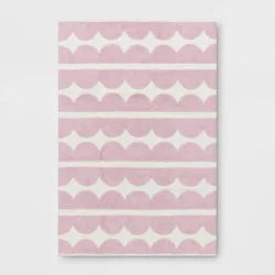 4&#x27;x5&#x27;6&quot; Scallop Kids&#x27; Rug Purple - Pillowfort™: Cotton, Machine Washable, Medium Pile, Kids Bedroom Decor