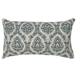 Haven & Key Floral Damask Lumbar Throw Pillow - Green