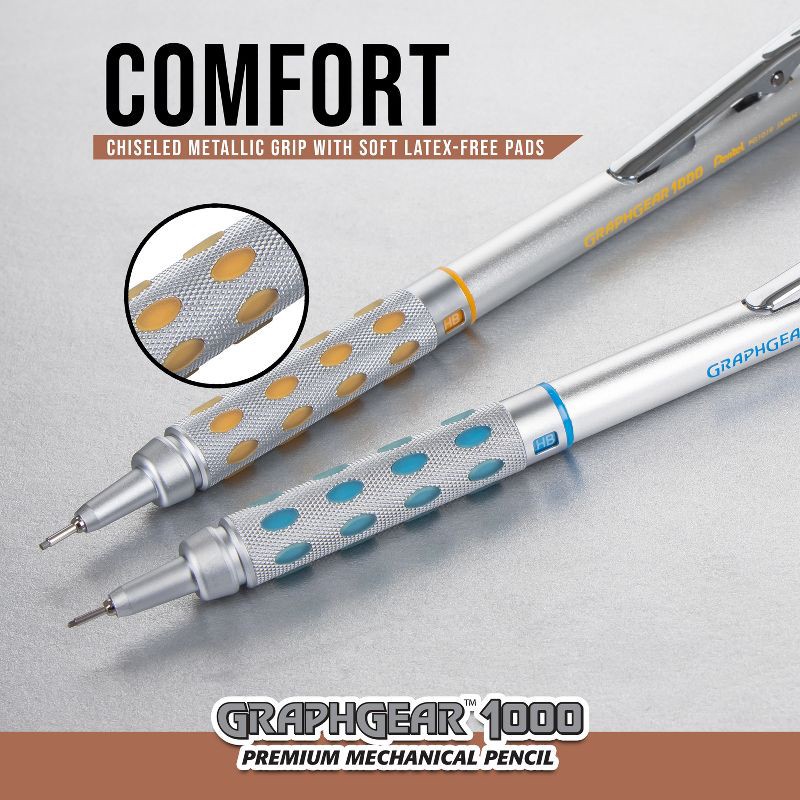 slide 2 of 8, Pentel #2 Mechanical Pencil 0.5MM GraphGear: Stainless Steel, Silver, 1 Pack, Office & Stationery Supplies, 1 ct