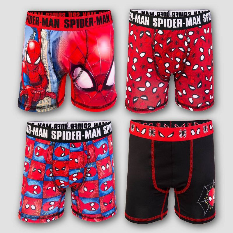 slide 1 of 4, Boys' Spider-Man 4pk Boxer Briefs - 4: Fictitious Character Knit Underwear, 4 ct