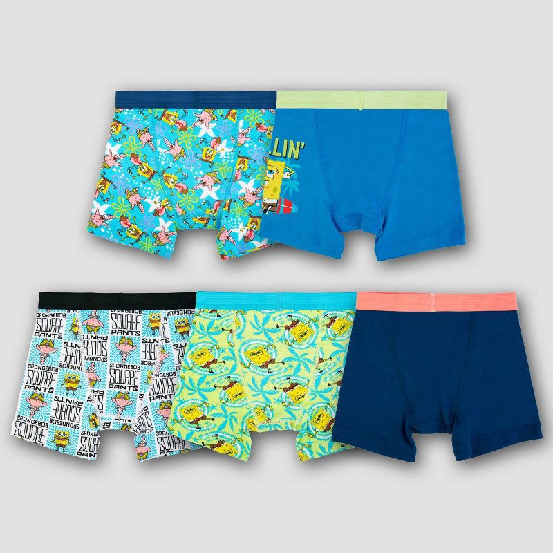 slide 4 of 4, Boys' SpongeBob SquarePants 5pk Boxer Briefs - 6, 5 ct