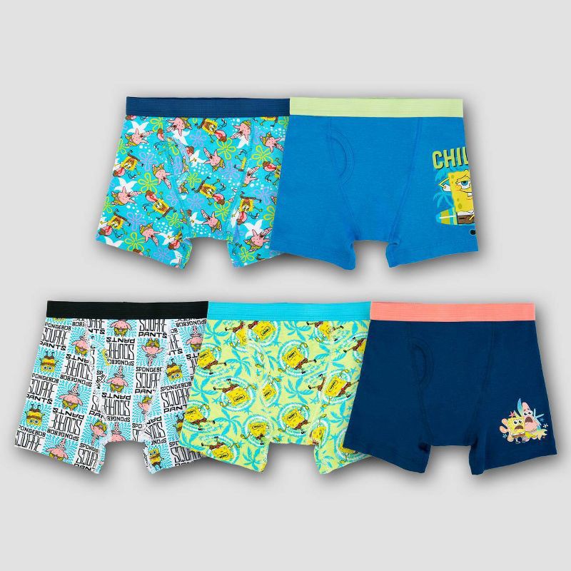 slide 1 of 4, Boys' SpongeBob SquarePants 5pk Boxer Briefs - 6, 5 ct