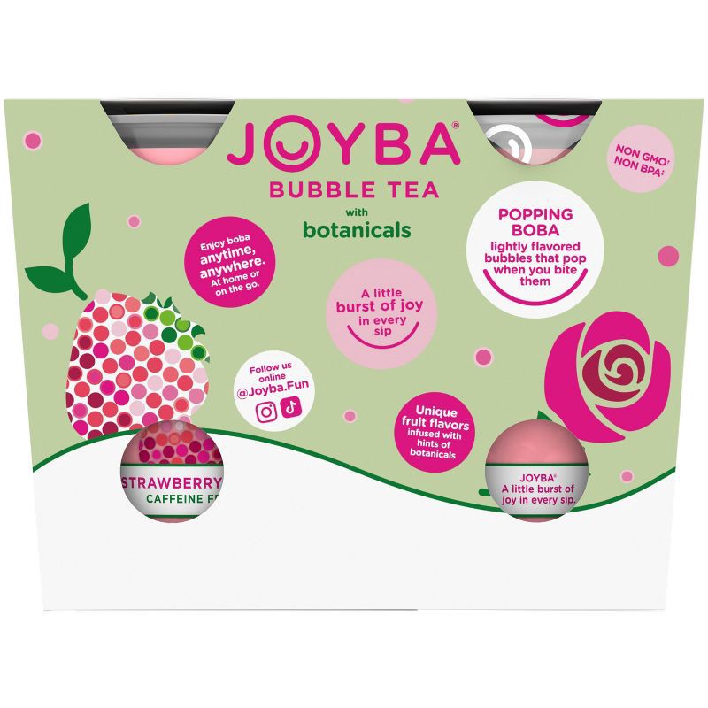 slide 4 of 5, JOYBA Strawberry Rose Caffeine Free Bubble Tea - 4pk/12 fl oz Cups, 4 ct; 12 fl oz