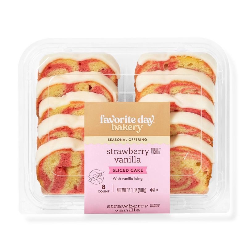 slide 1 of 4, Spring Strawberry Vanilla Sliced Loaf Cake - 14.1oz/8ct - Favorite Day™, 8 ct; 14.1 oz
