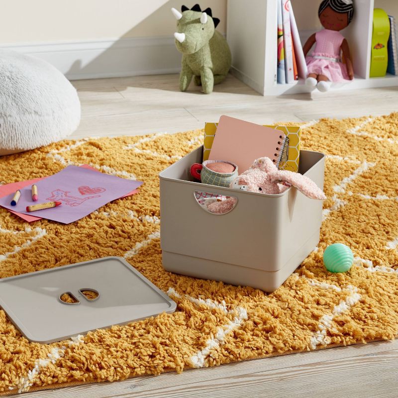 slide 2 of 3, Kids' Storage with Lid Gray - Pillowfort™, 1 ct