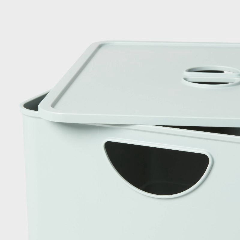 slide 3 of 3, Kids' Storage with Lid Smoke Green - Pillowfort™: Stackable Utility Bin, 13.53L, Spot Clean, 2-Piece Set, 13.53 liter