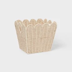 Large Woven Scallop Kids&#x27; Storage - Pillowfort™: Handwoven Iron Basket with Handles, Off-White, 12&quot;x14&quot;