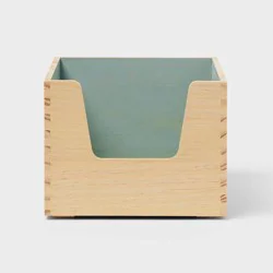 Small Stackable Kids' Wood Storage Bin Green - Pillowfort™
