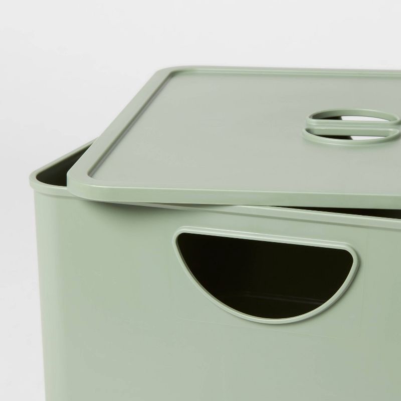 slide 3 of 3, Kids' Storage with Lid Green - Pillowfort™: Stackable Utility Bin, 13.53 Volume, Spot Clean, 2-Piece Set, 1 ct