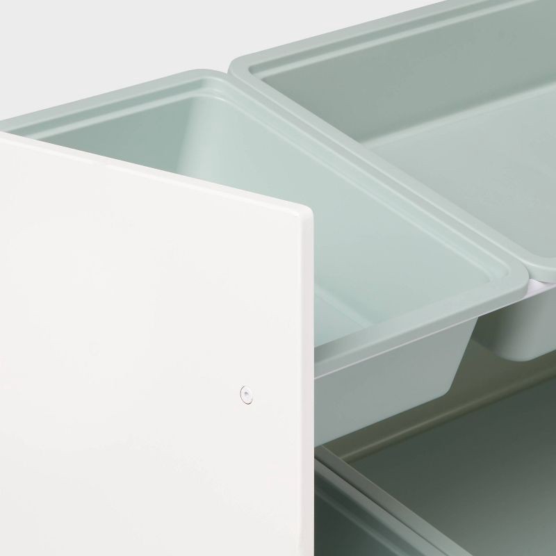 slide 4 of 4, Kids' 6 Bin Storage White - Pillowfort™: Multi Bin Toy Organizer, Kids Furniture for Playroom, 3 Shelves, 1 ct
