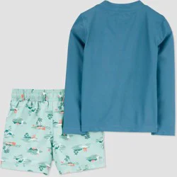 Carter's Just One You️ Toddler Boys' Long Sleeve Rash Guard Set - Blue/Green 2T