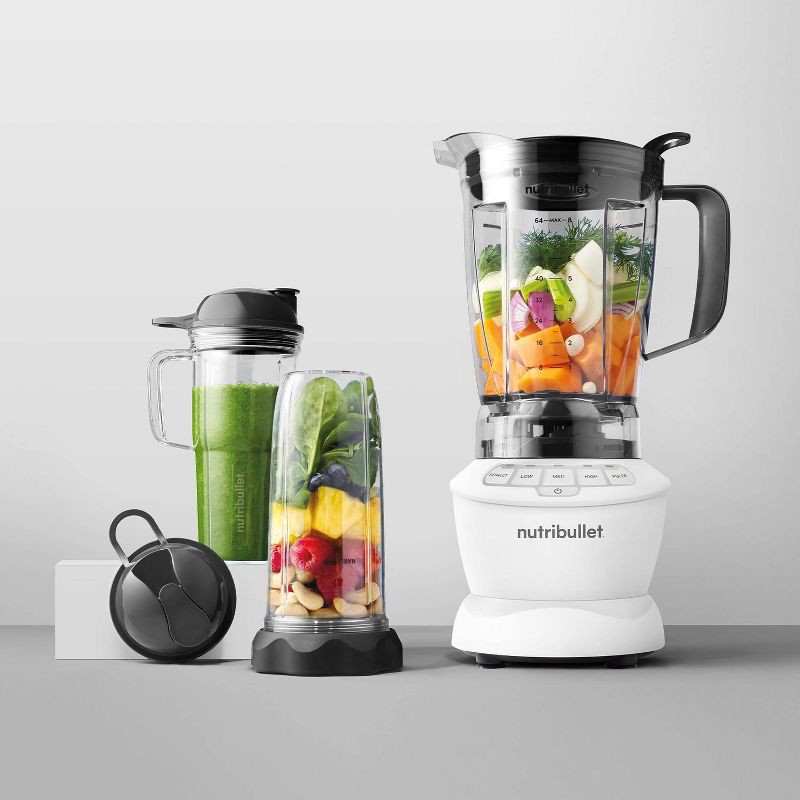 slide 8 of 9, nutribullet Blender Full Size Combo 1200 Watt 640z NBF20500AW - Matte White: Smoothie Blender, 64oz Capacity, 4 Speeds, 64 oz