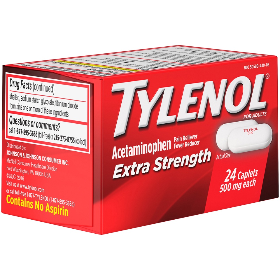 slide 3 of 6, Tylenol Extra Strength Pain Reliever and Fever Reducer Caplets - Acetaminophen - 24ct, 24 ct