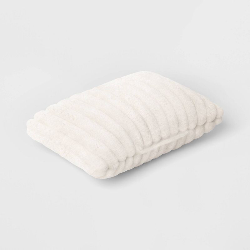 slide 3 of 4, Channeled Faux Fur Lumbar Throw Pillow Ivory - Room Essentials™: Decorative Accent for Dorm, Polyester Fill, 1 ct