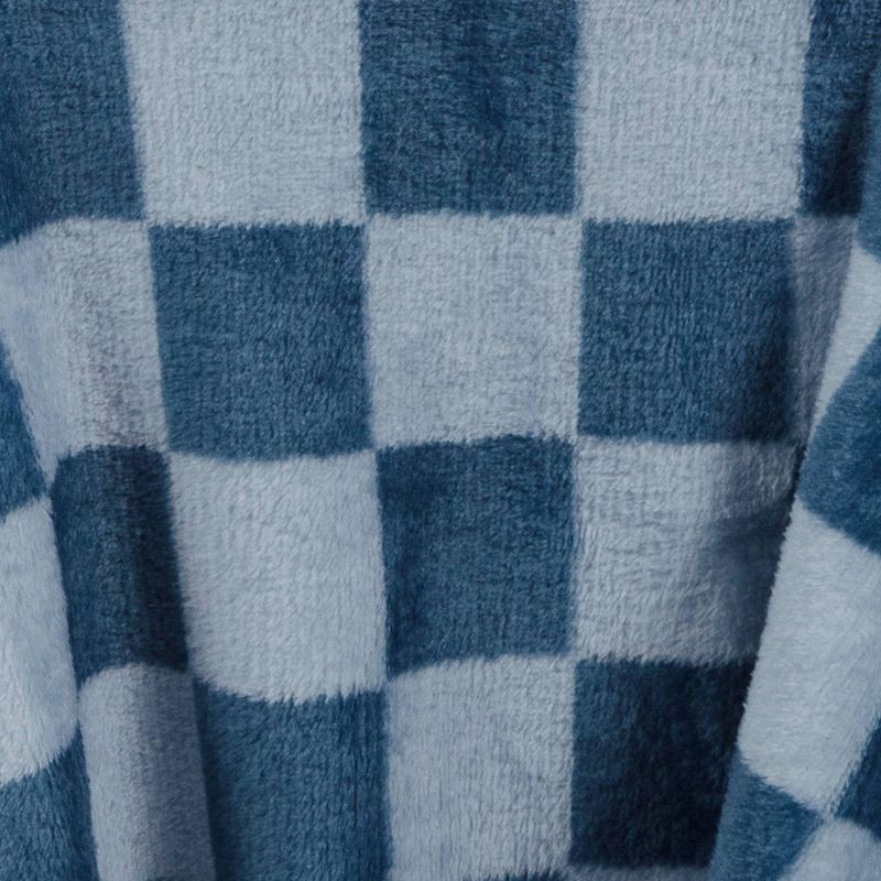 slide 5 of 5, Checkerboard Printed Plush Throw Blanket Blue - Room Essentials™: Soft, Knitted, 50x60", Machine Washable, 1 ct