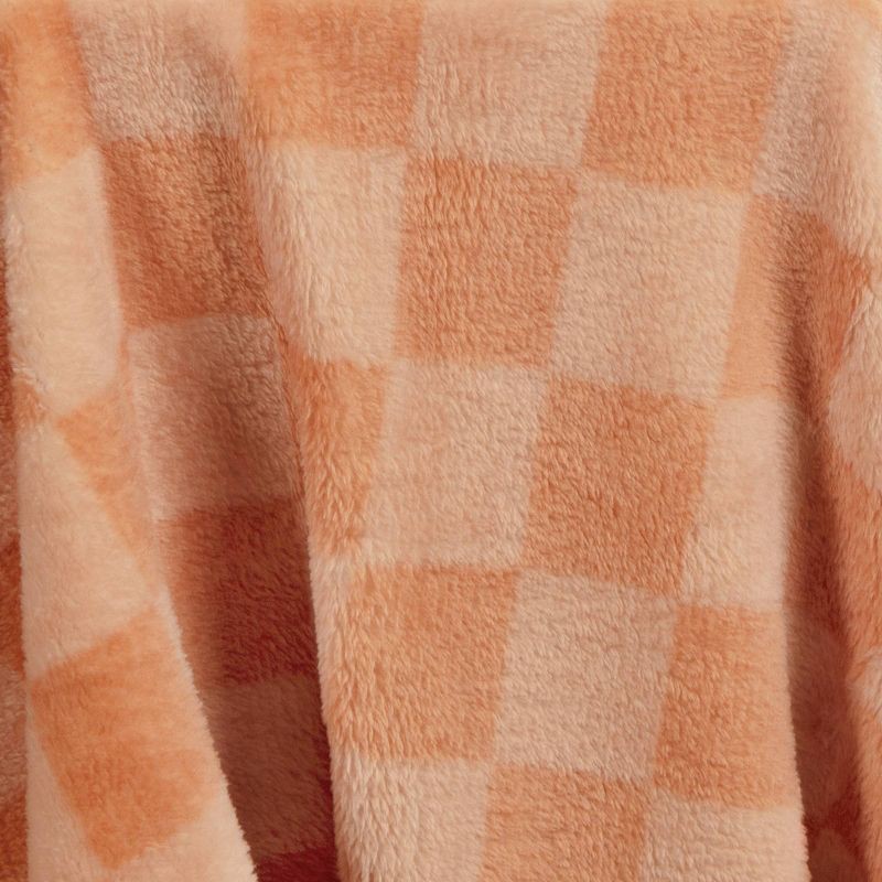 slide 4 of 4, Checkerboard Printed Plush Throw Blanket Terracotta - Room Essentials™, 1 ct