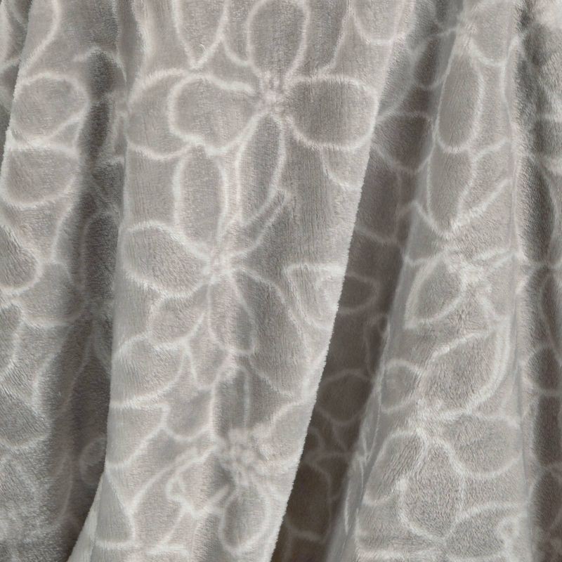 slide 4 of 4, Floral Printed Plush Throw Blanket Gray - Room Essentials™: Soft, Knitted, Lightweight, 50x60", Machine Washable, 1 ct