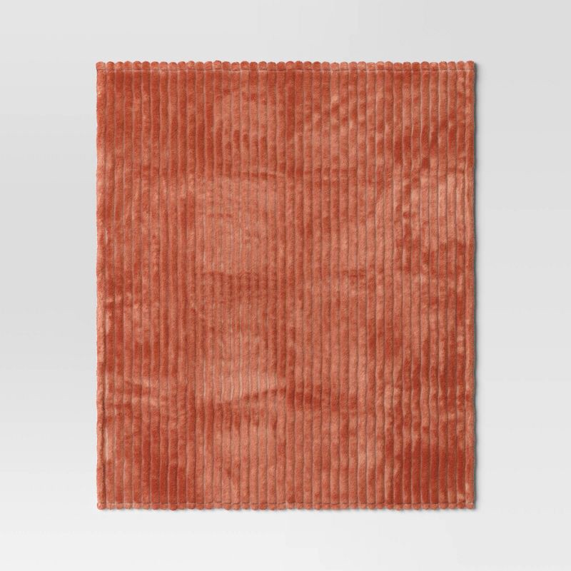 slide 3 of 4, Channeled Plush Throw Blanket Terracotta - Room Essentials™: Soft, Midweight, Machine Washable, 50x60", 1 ct