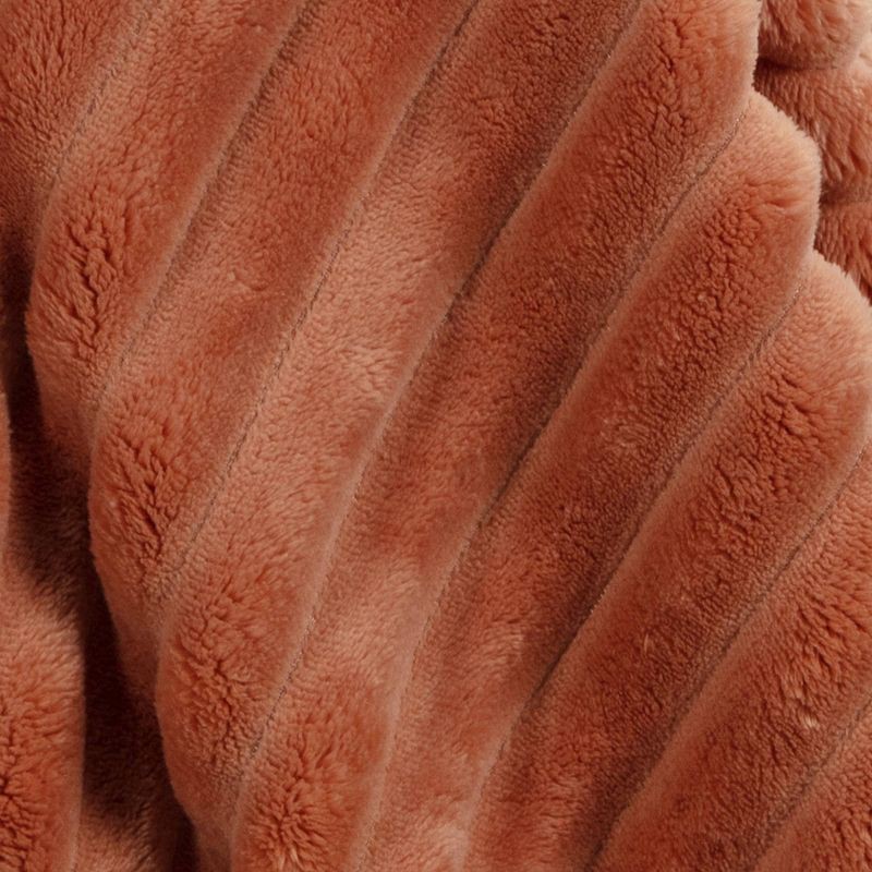 slide 4 of 4, Channeled Plush Throw Blanket Terracotta - Room Essentials™: Soft, Midweight, Machine Washable, 50x60", 1 ct