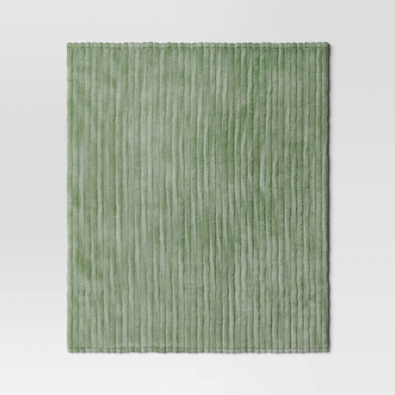 slide 3 of 4, Channeled Plush Throw Blanket Green - Room Essentials™: Sensory Friendly, 50x60", Machine Washable, 1 ct