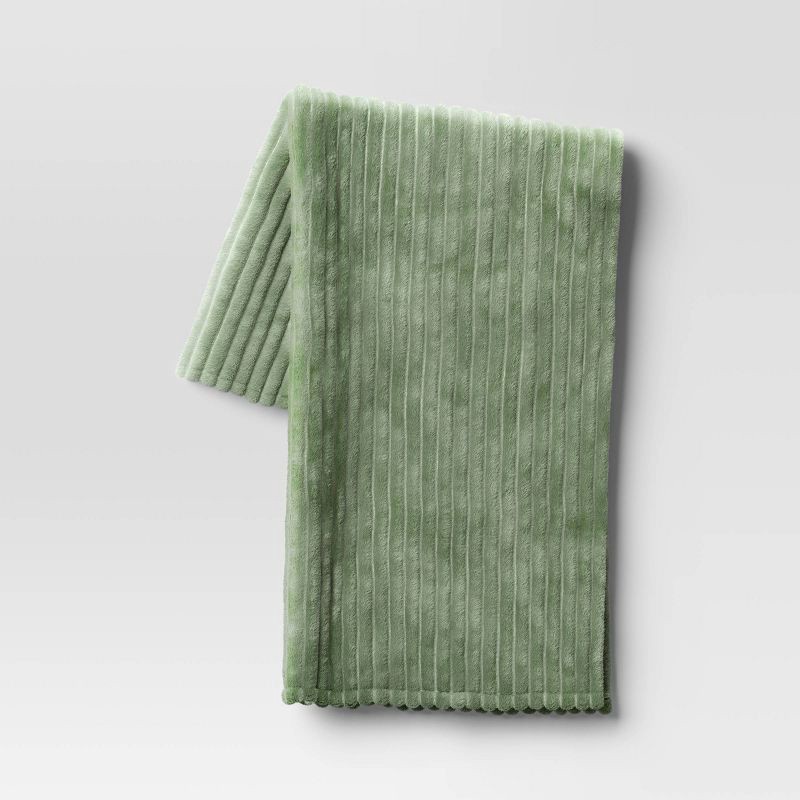 slide 1 of 4, Channeled Plush Throw Blanket Green - Room Essentials™: Sensory Friendly, 50x60", Machine Washable, 1 ct