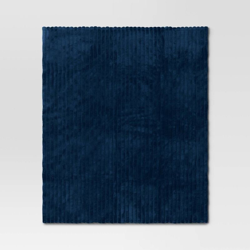 slide 3 of 4, Channeled Plush Throw Blanket Blue - Room Essentials™: Soft, Midweight, Machine Washable, 50x60", 1 ct