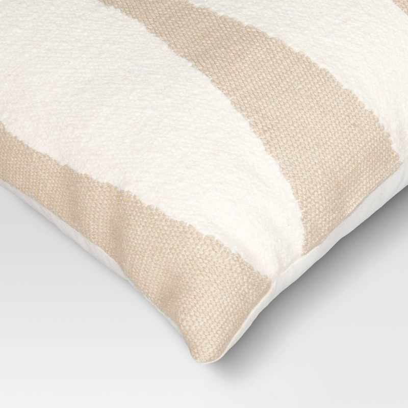 slide 4 of 4, Cotton Woven Modern Square Throw Pillow Beige/Ivory - Threshold™: Geometric Design, Indoor Decorative Cushion, Polyester Fill, 1 ct