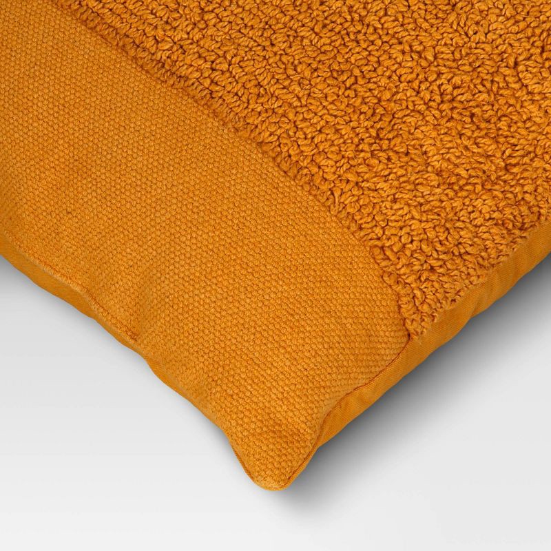 slide 4 of 4, Cotton Tufted Square Throw Pillow Gold - Threshold™: Woven Texture, Indoor Decor, Polyester Fill, 1 ct