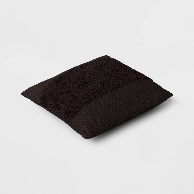 slide 3 of 4, Cotton Tufted Square Throw Pillow Black - Threshold™: Indoor Decorative Cushion, Plain Weave, Polyester Fill, 1 ct