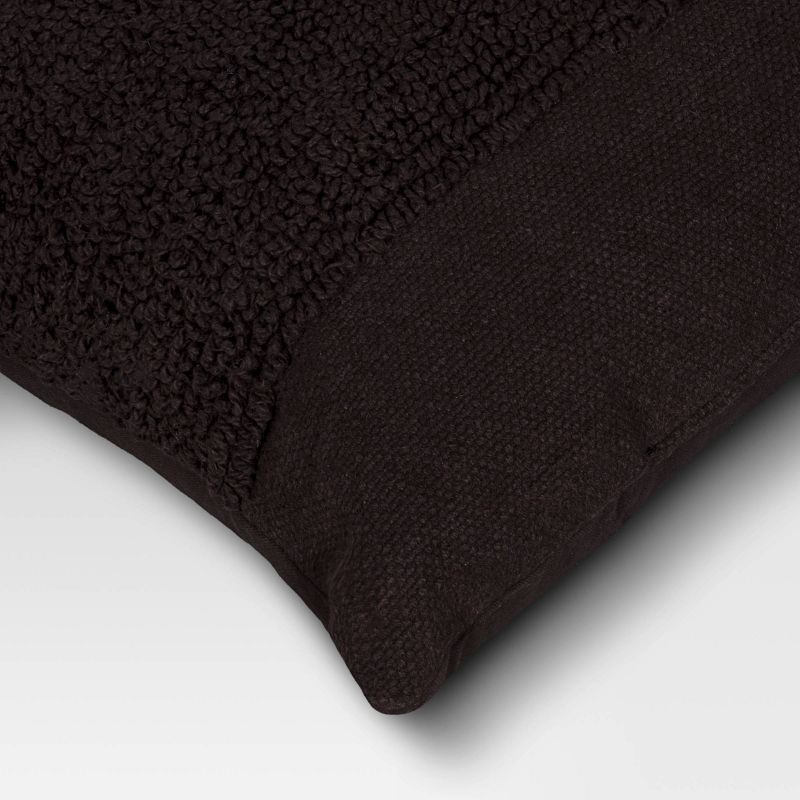 slide 4 of 4, Cotton Tufted Square Throw Pillow Black - Threshold™: Indoor Decorative Cushion, Plain Weave, Polyester Fill, 1 ct